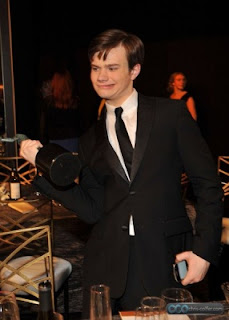 The always cheer-inducing Chris Colfer from TV's Glee, already pumping